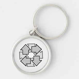 Clockwise Arrows Minimal Geometric White Variant 1 Keychain
