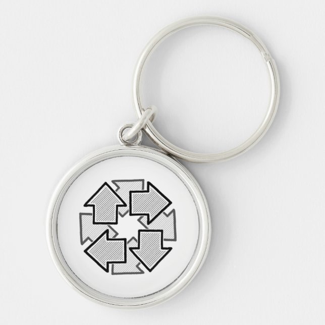 Clockwise Arrows Minimal Geometric White Variant 1 Keychain (Front)