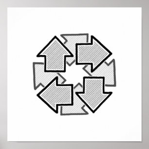Clockwise Arrows Minimal Geometric White Variant 1 Poster