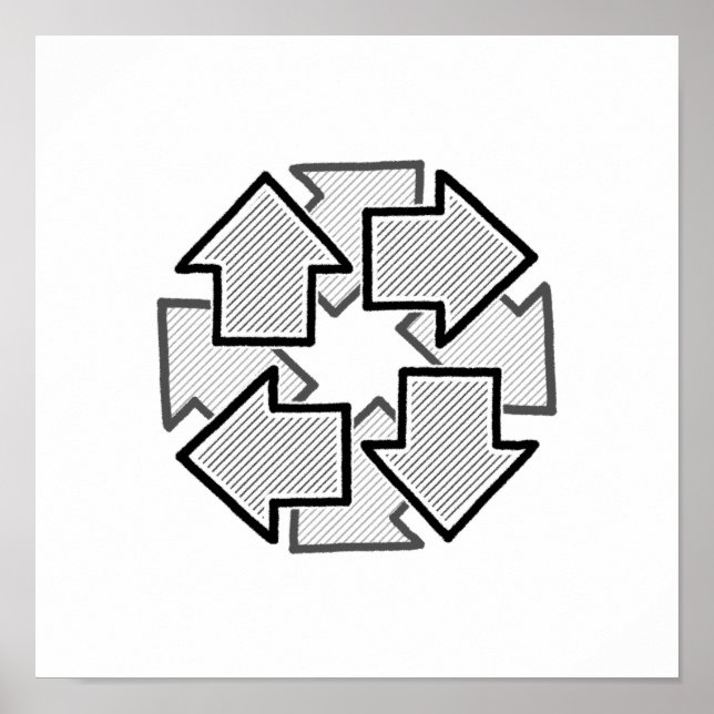 Clockwise Arrows Minimal Geometric White Variant 1 Poster (Front)