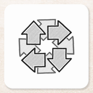 Clockwise Arrows Minimal Geometric White Variant 1 Square Paper Coaster