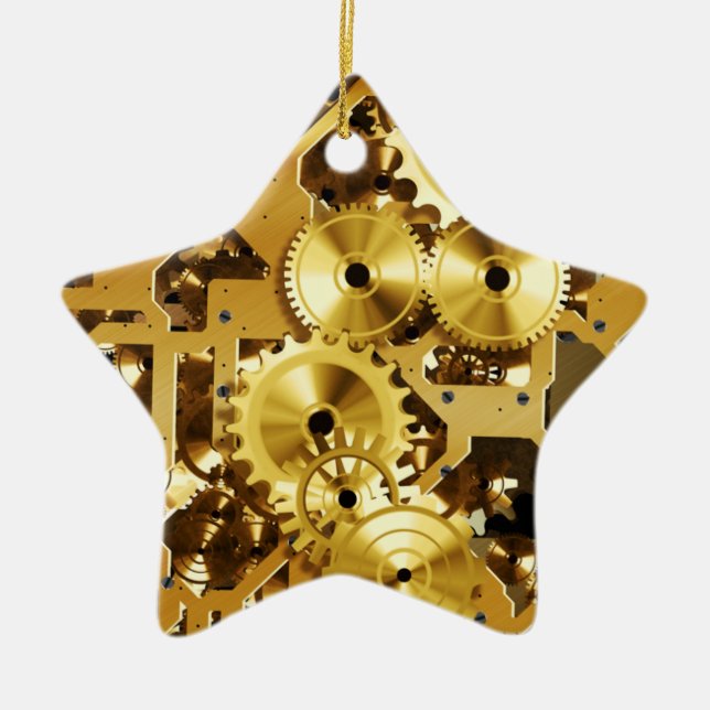 Clockwork 1 Star Ceramic Ornament (Front)