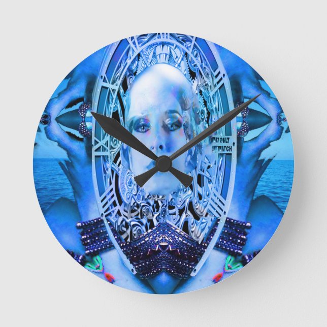 Clockwork Blue Round Clock (Front)