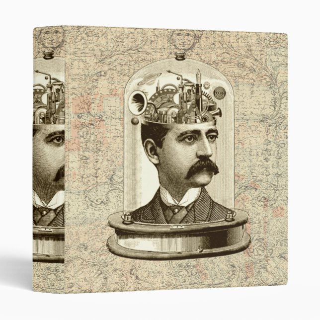 Clockwork Brain STEAMPUNK vintage Binder (Front/Spine)