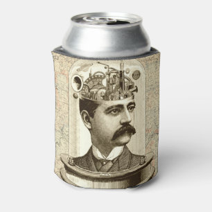 Clockwork Brain STEAMPUNK vintage Can Cooler