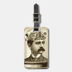 Clockwork Brain STEAMPUNK vintage Luggage Tag