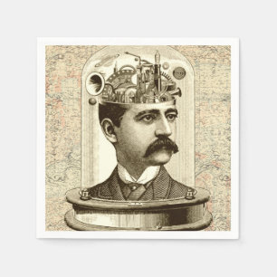Clockwork Brain STEAMPUNK vintage Napkin