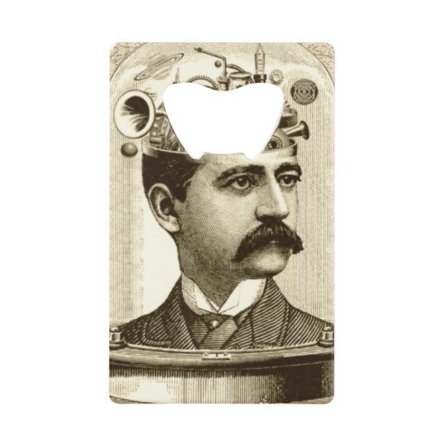 Clockwork Brain STEAMPUNK vintage Wallet Bottle Opener (Front)