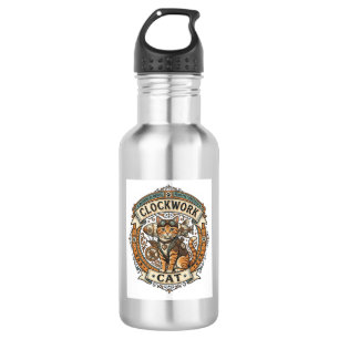 Clockwork Cat Cat Steampunk Vintage Vector Art Shi 532 Ml Water Bottle