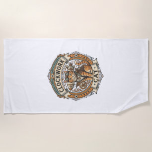 Clockwork Cat Cat Steampunk Vintage Vector Art Shi Beach Towel