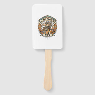 Clockwork Cat Cat Steampunk Vintage Vector Art Shi Hand Fan
