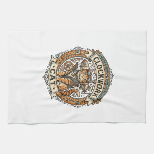 Clockwork Cat Cat Steampunk Vintage Vector Art Shi Kitchen Towel