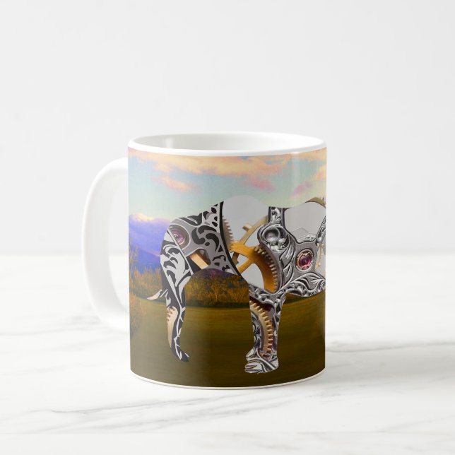 Clockwork Elephant Coffee Mug (Front Left)