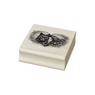 Clockwork Hearts The Eternal Bond of Wolf and Soul Rubber Stamp