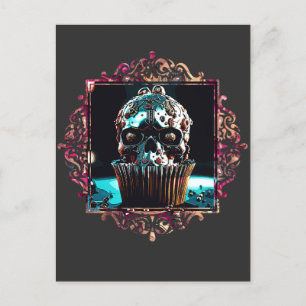 Clockwork Skull Cupcake Postcard