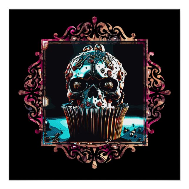 Clockwork Skull Cupcake Poster (Front)