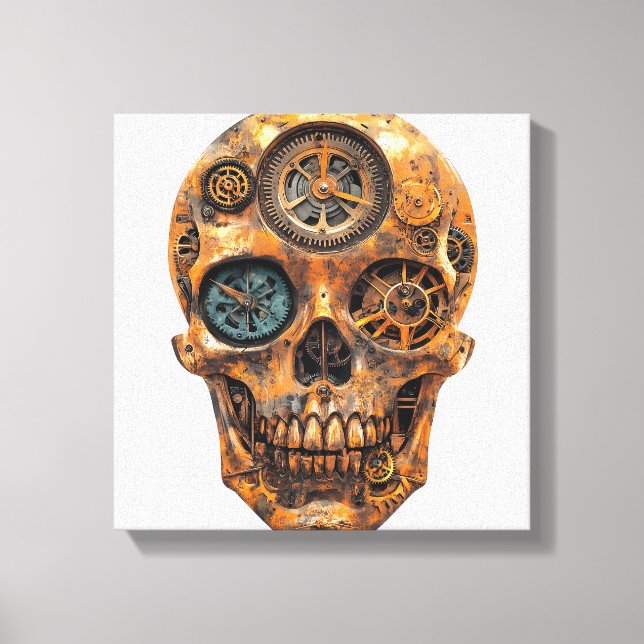 Clockwork Skull Fusion Canvas Print (Front)