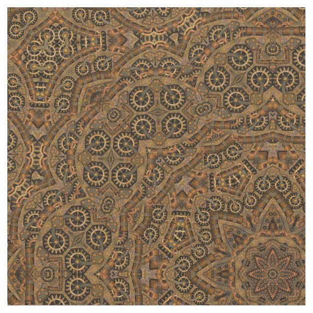 Clockwork Vintage Industrial Steampunk Fabric (Close Up)