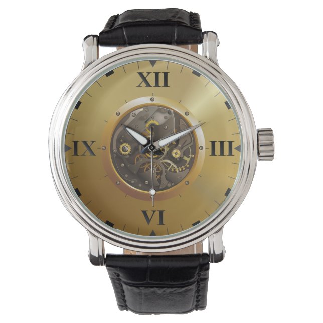 clockwork  with roman dial watch (Front)