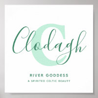 Clodagh name meaning shades of green text custom