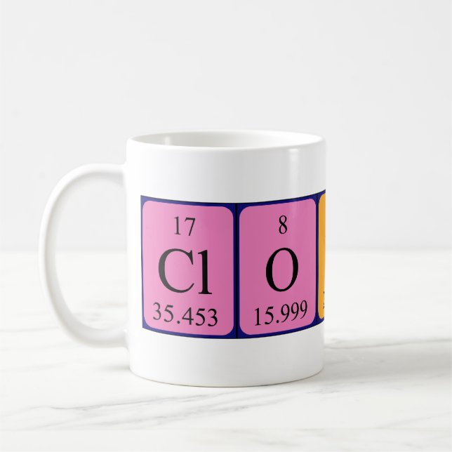 Clodagh, tasse de nom de table périodique (Gauche)