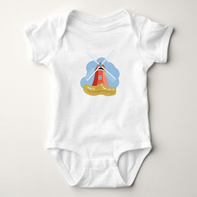 Clog and Windmill Baby Bodysuit (Front)