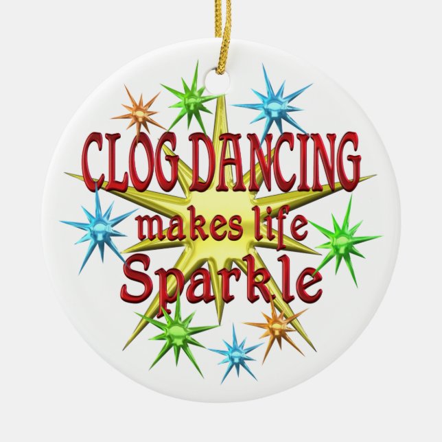 Clog Dancing Sparkles Ceramic Ornament (Front)