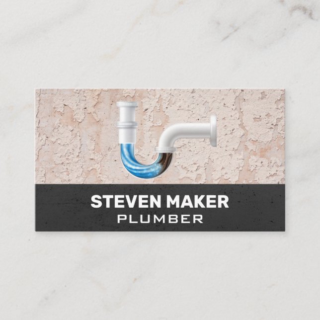 Clogged Pipe | Plumbing Wrench Business Card (Front)