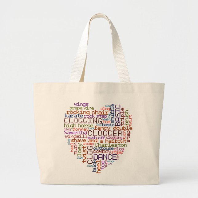 Clogger Clogging Word Art Large Tote Bag (Front)