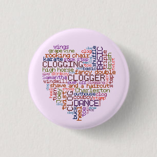 Clogger Clogging Word Art Small 1 Inch Round Button