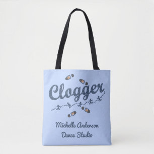 Clogger Dancer Blue   Add Personalized Studio Name Tote Bag