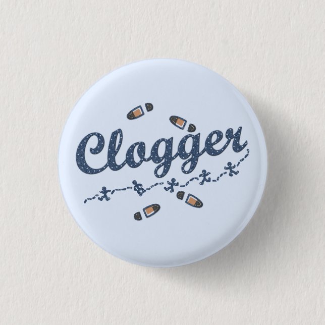 Clogger Dancers Shoes Clogging Blue 1 Inch Round Button (Front)