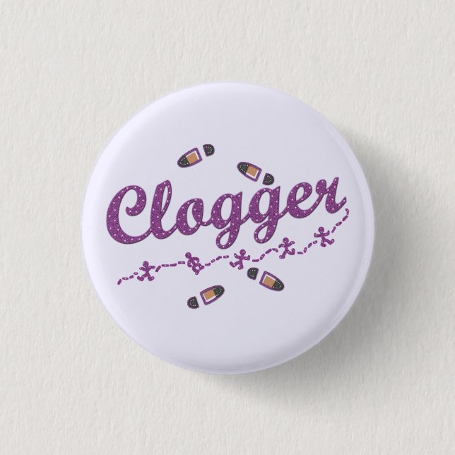 Clogger Dancers Shoes Clogging Purple 1 Inch Round Button (Front)