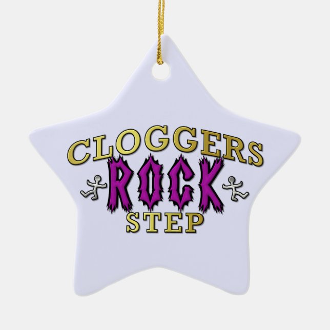 Cloggers Rock Step Clogging Dance Ceramic Ornament (Front)