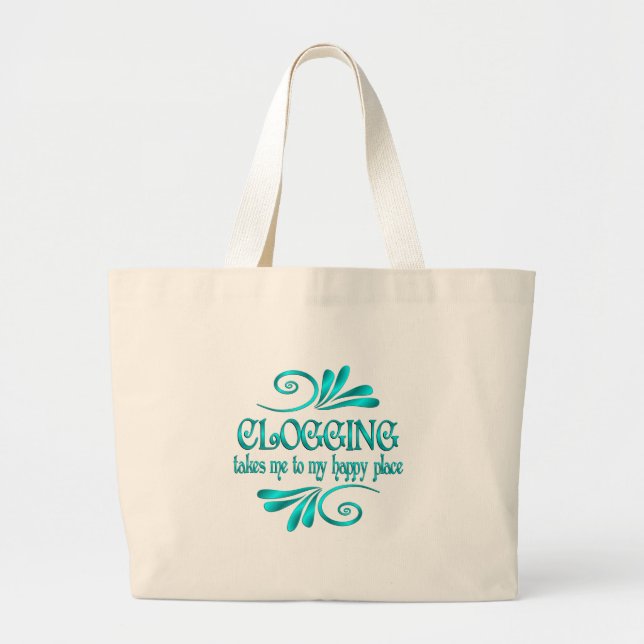 Clogging Happy Place Large Tote Bag (Front)
