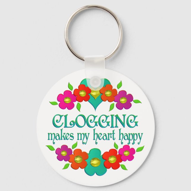Clogging Heart Happy Keychain (Front)