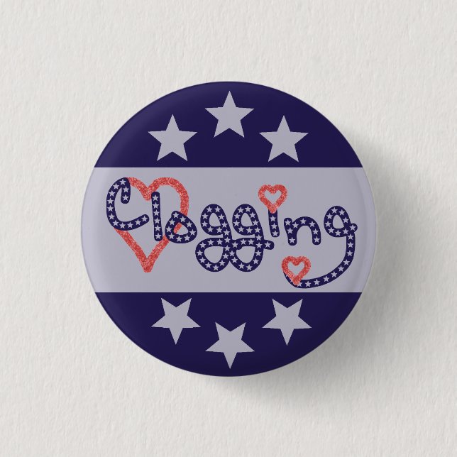 Clogging Love Stars Hearts 1 Inch Round Button (Front)