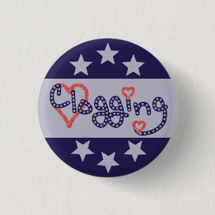 Clogging Love Stars Hearts 1 Inch Round Button