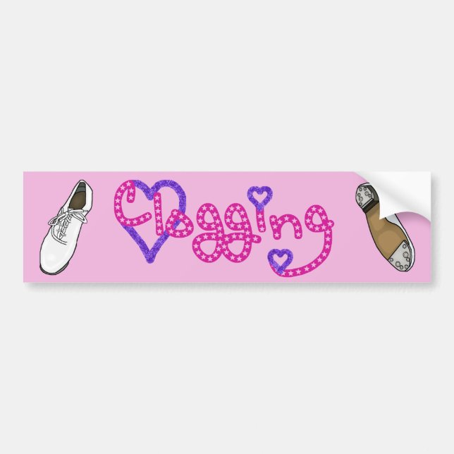 Clogging Love Stars Hearts Pink Bumper Sticker (Front)