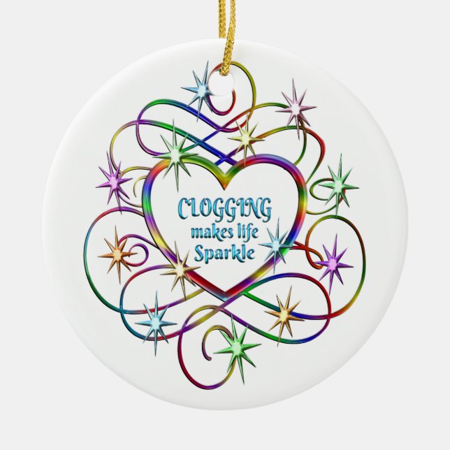 Clogging Makes Life Sparkle Ceramic Ornament (Front)