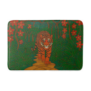 Cloisonne Art Tiger on the Jungle Path Bath Mat