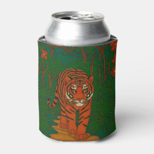 Cloisonne Art Tiger on the Jungle Path Can Cooler