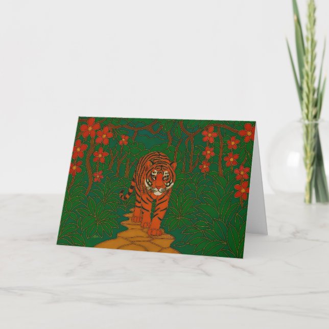 Cloisonne Art Tiger on the Jungle Path Card (Front)