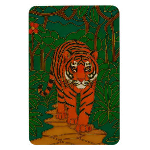 Cloisonne Art Tiger on the Jungle Path Magnet