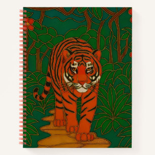Cloisonne Art Tiger on the Jungle Path Notebook