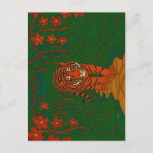 Cloisonne Art Tiger on the Jungle Path Postcard