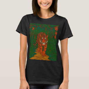 Cloisonne Art Tiger on the Jungle Path T-Shirt