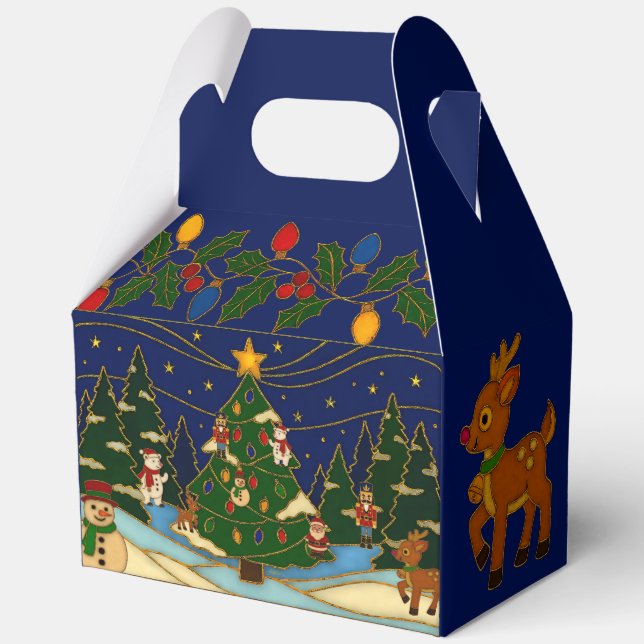 Cloisonne Art Whimsical Forest Classic Christmas Favor Box (Front)