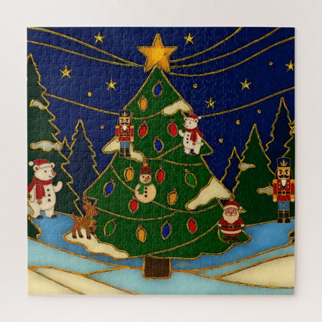 Cloisonne Art Whimsical Forest Classic Christmas  Jigsaw Puzzle (Vertical)
