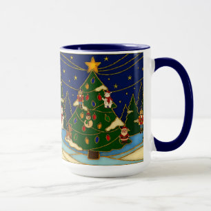 Cloisonne Art Whimsical Forest Classic Christmas  Mug